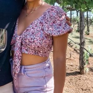 Wild Fable floral tie-front crop top